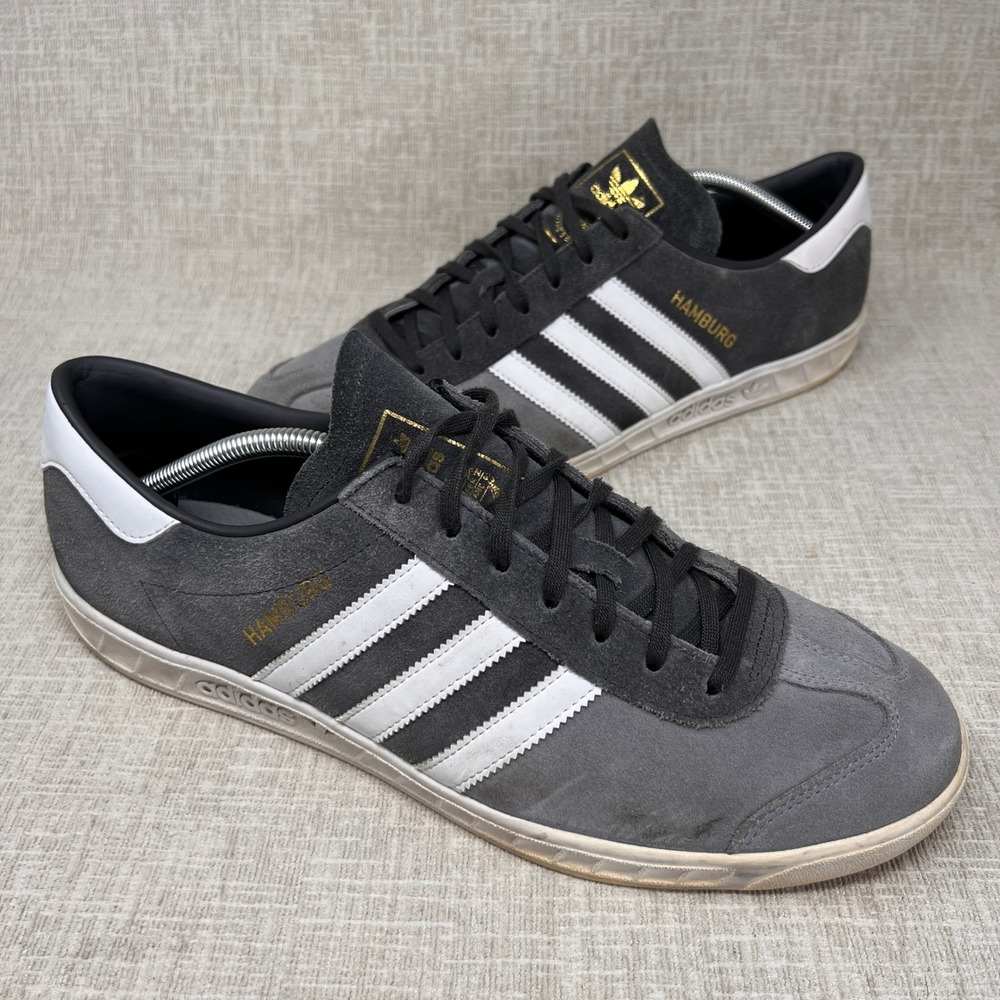 adidas Hamburg Sneakers Mens 12 Grey White Suede S79987 Low Top Shoes‎ Retro